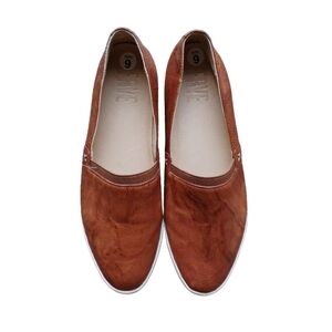 NWOB Frye Melanie Brown Leather Slip-On Sneaker Size 9 Casual Minimalist